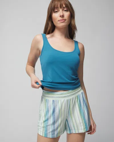 Soma Women's Cool Nights Pajama Shorts In Dreamland Stripe Blue Size Small |