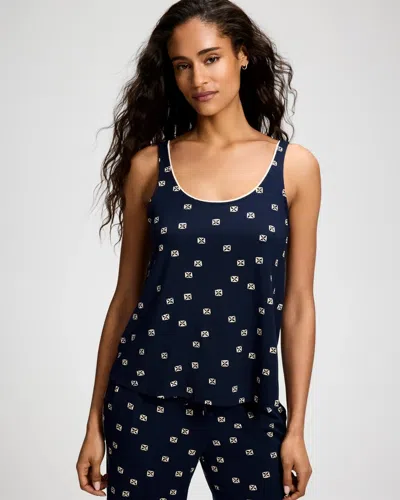 Soma Women's Cool Nights Pajama Tank Top In Navy Blue Size Xs |  Pajama Sets In Rainforest Icon Navy