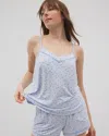 Soma Women's Cool Nights Piped Cami Pajama Top In Blue Size Large |  Mother's Day Pajamas In Merry Dot Ocean Air
