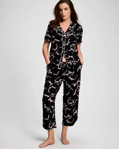 Soma Women's Cool Nights Piped Crop Pajama Pants In Black Size Xs |  Pajama Sets In Heart Strings Black