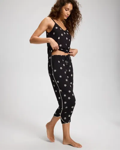 Soma Women's Cool Nights Piped Crop Pajama Pants In Black Size Xs |  Pajama Sets In Shell Confetti Black