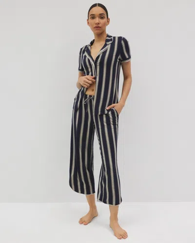 Soma Women's Cool Nights Piped Crop Pajama Pants In Blue Size Xs |  Mother's Day Pajamas In Hampton Stripe Na Champ