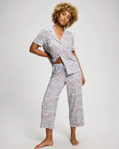 Soma Women's Cool Nights Piped Crop Pajama Pants In Ivory Size Small |  Pajama Sets In Mesmerize Marble Multi
