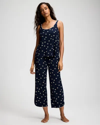 Soma Women's Cool Nights Piped Crop Pajama Pants In Navy Blue Size Xs |  Pajama Sets In Rainforest Icon Navy