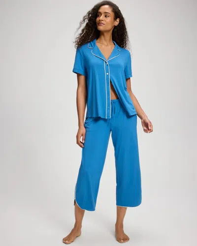 Soma Women's Cool Nights Piped Crop Pajama Pants In Solid Blue Size Xs |  Pajama Sets In Blue Passion