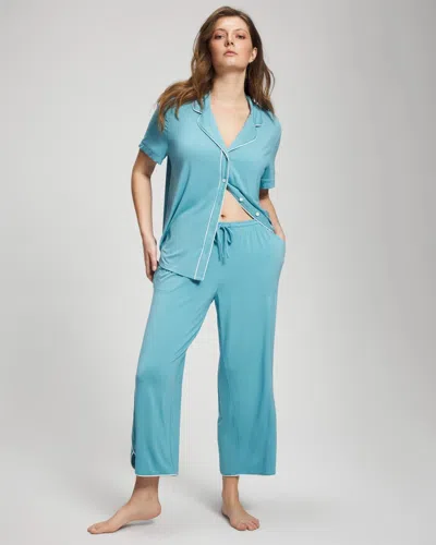 Soma Women's Cool Nights Piped Crop Pajama Pants In Solid Blue Size Xs |  Pajama Sets In Delphinium Blue