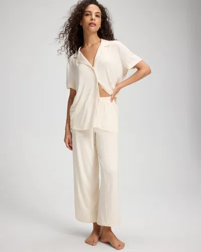 Soma Women's Cool Nights Piped Crop Pajama Pants In Solid Ivory Size Xs |  Pajama Sets In Champagne Dreams