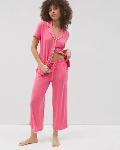 Soma Women's Cool Nights Piped Crop Pajama Pants In Solid Pink Size Xs |  Mother's Day Pajamas