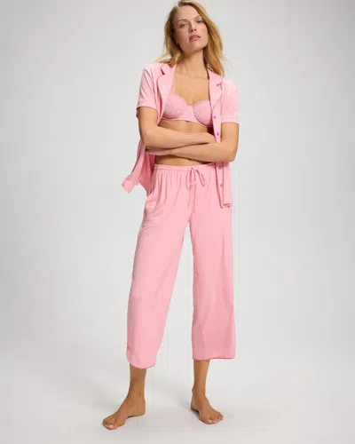 Soma Women's Cool Nights Piped Crop Pajama Pants In Solid Pink Size Xs |  Pajama Sets In Sea Pink