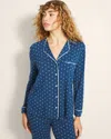 Soma Women's Cool Nights Piped Long Sleeve Pajama Top In Blue Size Xl |  Pajama Sets In Celebrated Dot Blue