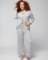 Soma Women's Cool Nights Piped Pajama Pants In Solid Gray Size Large Petite |  Mother's Day Pajamas In Gray