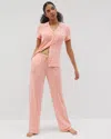 Soma Women's Cool Nights Piped Pajama Pants In Solid Orange Size Small |  Mother's Day Pajamas In Paloma Glow