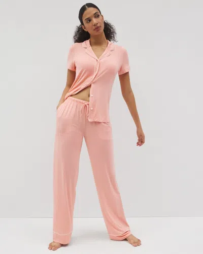 Soma Women's Cool Nights Piped Pajama Pants In Solid Orange Size Small |  Mother's Day Pajamas In Paloma Glow