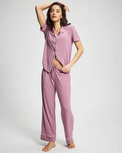 Soma Women's Cool Nights Piped Pajama Pants In Solid Purple Size Xs |  Pajama Sets In Beach Plum