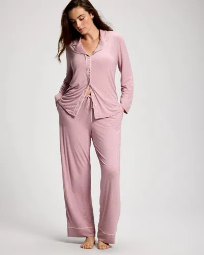 Soma Women's Cool Nights Piped Pajama Pants In Solid Purple Size Xs |  Pajama Sets In Heather Powder Plum