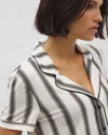 Soma Women's Cool Nights Piped Short Sleeve Notch Collar Pajama Top In Ivory Size 2xl |  Pajama Sets In Hampton Stripe Black