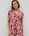 Soma Women's Cool Nights Piped Short Sleeve Notch Collar Pajama Top In Red Size Xl |  Mother's Day Pa