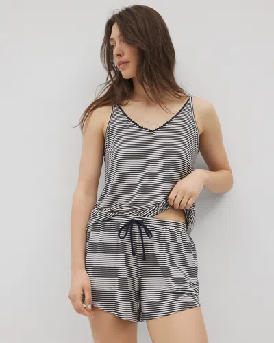 Soma Women's Cool Nights Pom Trim Pajama Short In Navy Blue Size Small |  Pajama Sets