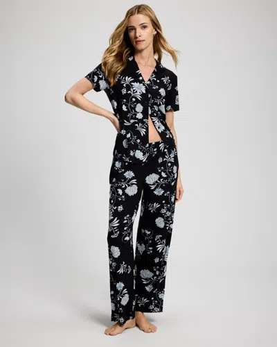 Soma Women's Cool Nights Printed Pajama Pants In Black Size Xs |  Pajama Sets In Bergamot Blooms Black