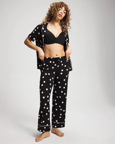 Soma Women's Cool Nights Printed Pajama Pants In Black Size Xs |  Pajama Sets In Whimsy Dot Black/porc