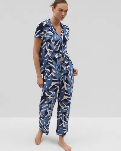 Soma Women's Cool Nights Printed Pajama Pants In Blue Size Xs |  Mother's Day Pajamas In Tropical Breeze Sky