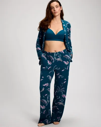 Soma Women's Cool Nights Printed Pajama Pants In Blue Size Small |  Pajama Sets In Jacobean Dream Teal