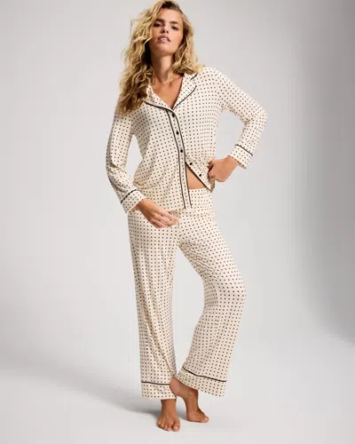 Soma Women's Cool Nights Printed Pajama Pants In Ivory Size Small |  Pajama Sets In Chic Square Dots Champ