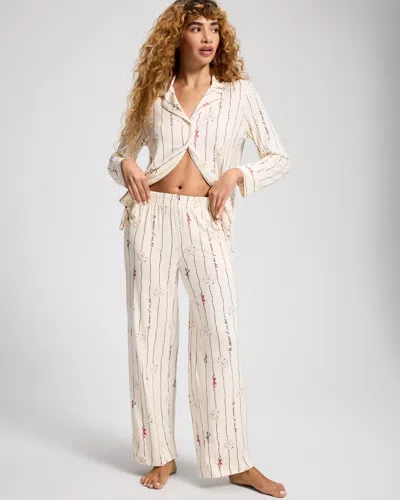 Soma Women's Cool Nights Printed Pajama Pants In Ivory Size Xs |  Pajama Sets In Petite Treats Champagne