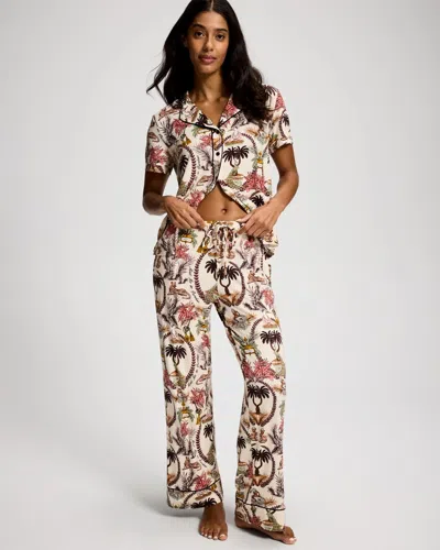 Soma Women's Cool Nights Printed Pajama Pants In Ivory Size Xs |  Pajama Sets In Suite Dreams W/smoke