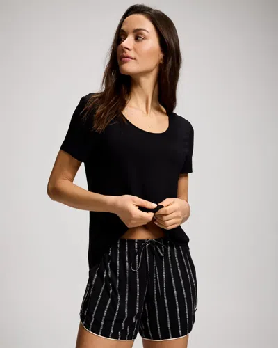 Soma Women's Cool Nights Printed Pajama Shorts In Black Size Xs |  Pajama Sets In Whimsical Stripe Blk/ch