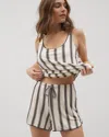 Soma Women's Cool Nights Printed Pajama Shorts In Ivory Size Xs |  Pajama Sets In Hampton Stripe Black