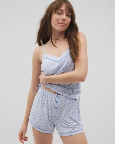 Soma Women's Cool Nights Printed Piped Pajama Shorts In Blue Size 2xl |  Mother's Day Pajamas In Merry Dot Ocean Air