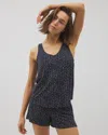 Soma Women's Cool Nights Printed V-neck Pajama Tank Top In Navy Blue Size Small |  Mother's Day Pajam