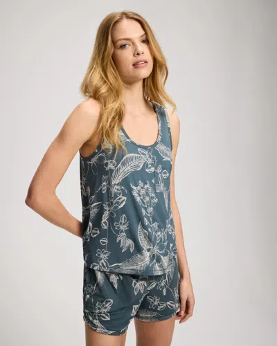 Soma Women's Cool Nights Relaxed Casual Pajama Tank Top In Blue Size Xs |  Pajama Sets In Verdant Floral Smpl Lunar