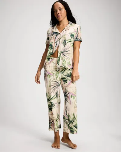 Soma Women's Cool Nights Relaxed Crop Pajama Pants In Ivory Size Xs |  Pajama Sets In Tropical Essence White Sm