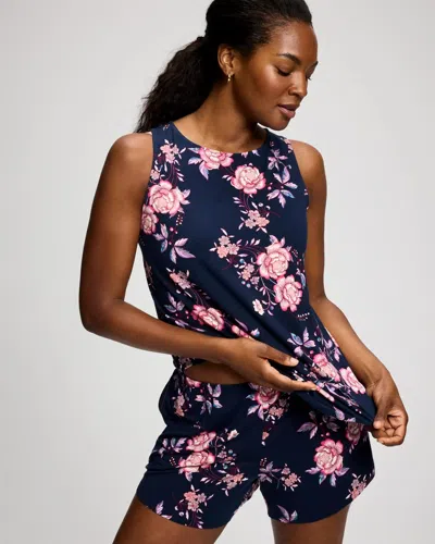 Soma Women's Cool Nights Relaxed Pajama Short In Navy Blue Size Small |  Pajama Sets In Juliet Floral Navy