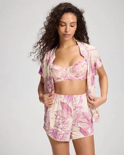 Soma Women's Cool Nights Relaxed Pom Trim Pajama Shorts In Ivory Size Xs |  Pajama Sets In Tropical Radiance White