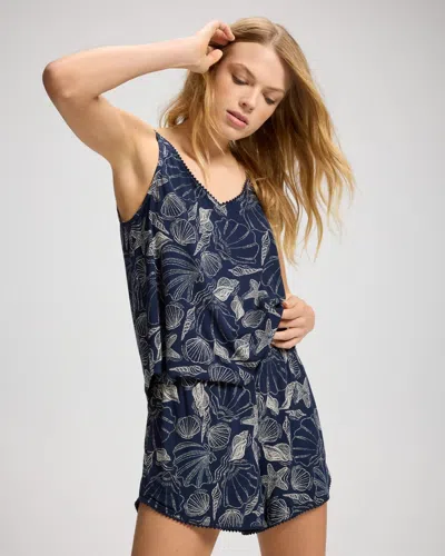 Soma Women's Cool Nights Relaxed Pom Trim Pajama Shorts In Navy Blue Size Xs |  Pajama Sets In Wild Delight Navy