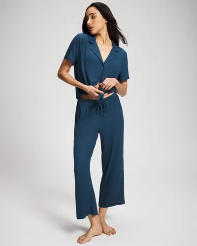 Soma Women's Cool Nights Rib Cropped Pajama Pants In Blue Size Xs |  Pajama Sets In Evening Sky