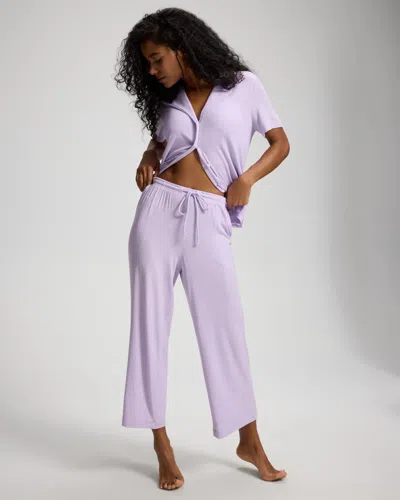 Soma Women's Cool Nights Rib Cropped Pajama Pants In Purple Size Small |  Pajama Sets In Lavendula