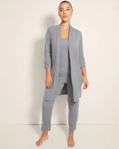 Soma Women's Cool Nights Ribbed Long Sleeve Sleep Cardigan In Gray Size 2xl |  In Heather Graphite