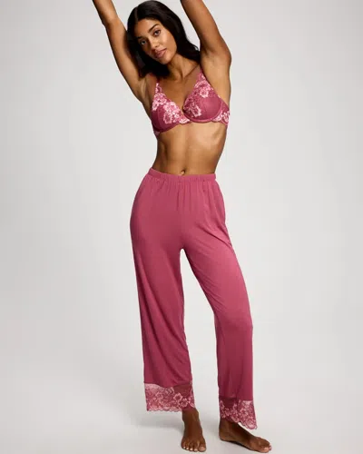 Soma Women's Cool Nights Romantic Lace Ankle Pajama Pants In Pink Size Small |  Pajama Sets In Rose Flair