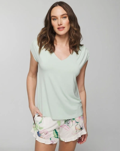Soma Women's Cool Nights Rouched Short Sleeve T-shirt In Sage Green Size Xs |