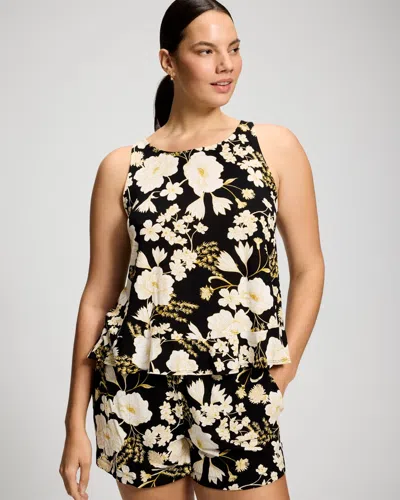 Soma Women's Cool Nights Ruffle Pajama Tank Top In Black Size Xs |  Pajama Sets In Royal Garden Black