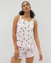 Soma Women's Cool Nights Ruffle Pajama Tank Top In Pink Size 2xl |  Mother's Day Pajamas In Cheerful Dot B Sugar