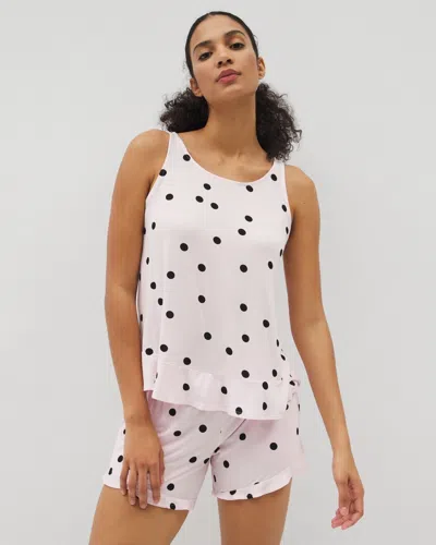 Soma Women's Cool Nights Ruffle Pajama Tank Top In Pink Size 2xl |  Mother's Day Pajamas In Cheerful Dot B Sugar