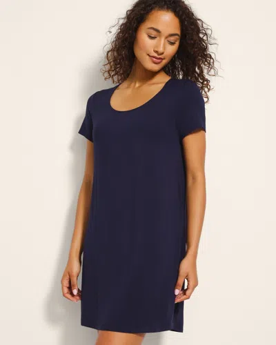 Soma Women's Cool Nights Scoop-neck Short Sleeve Night Gown In Navy Blue Size Large |  In Nightfall Navy