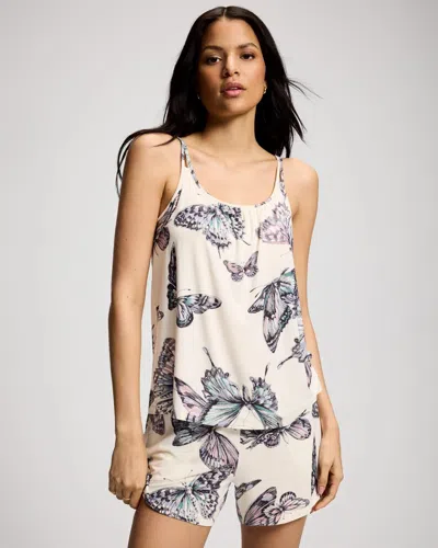 Soma Women's Cool Nights Scoop Neck Soft Support Pajama Cami In Ivory Size Medium |  Pajama Sets In Wistful Wings Champagne