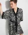 Soma Women's Cool Nights Short Robe In Black Size Large/xl |  In Amazonia Tile Black
