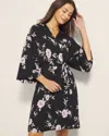 Soma Women's Cool Nights Short Robe In Black Size Small/medium |  In Nostalgia Flora Black